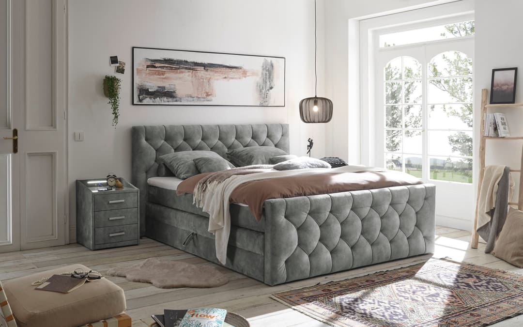 ED EXCITING DESIGN Boxspringbett "Cashfield" | Grau
