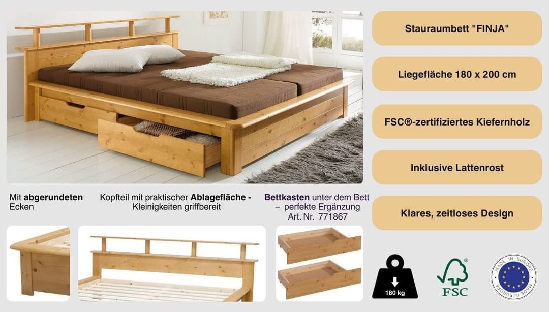 OTTO home Funktionsbett FINJA | Braun