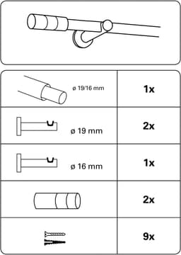GARDINIA Gardinenstange Set Kreta Zylinder | Schwarz