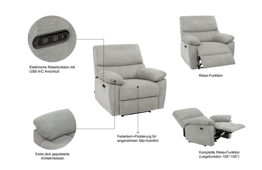 Home affaire Relaxsessel LANNOY | Grau