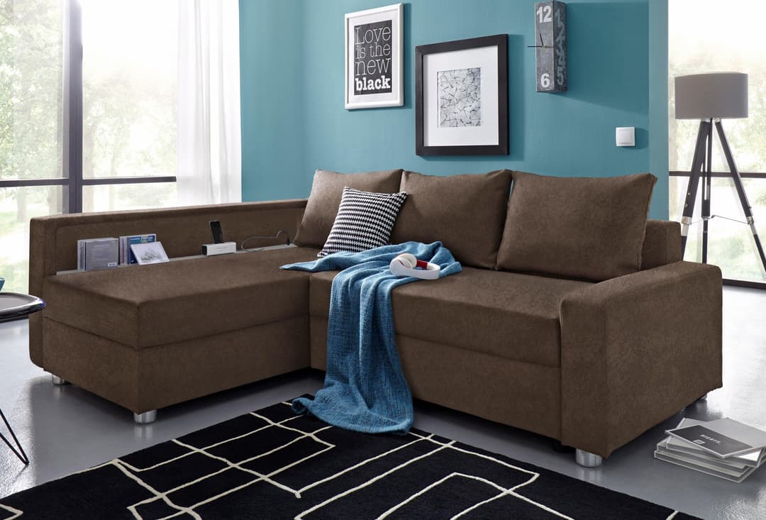 COLLECTION AB Ecksofa Relax L-Form | Braun