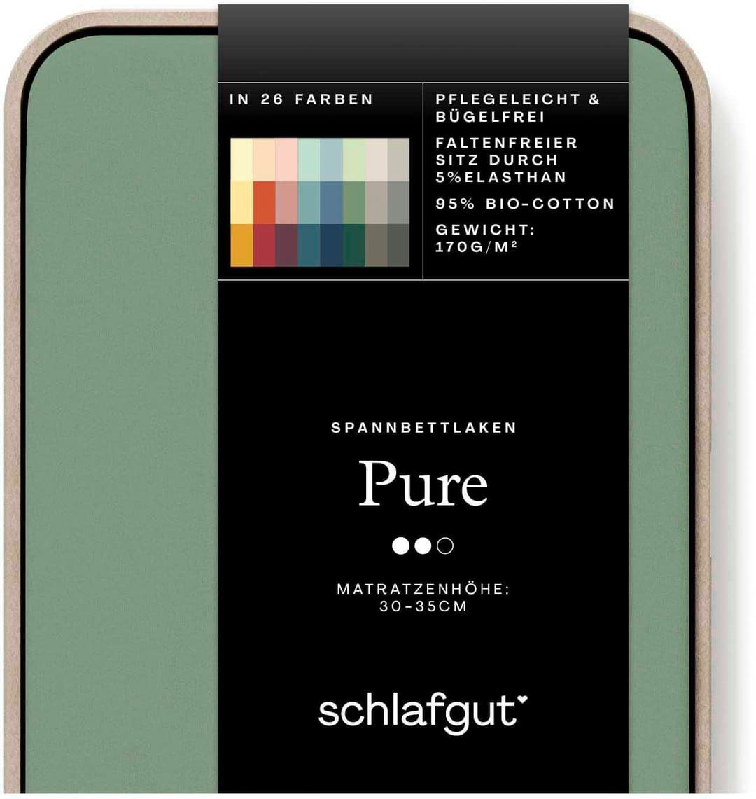 Schlafgut Spannbettlaken PURE Bio-Baumwolle | Grün