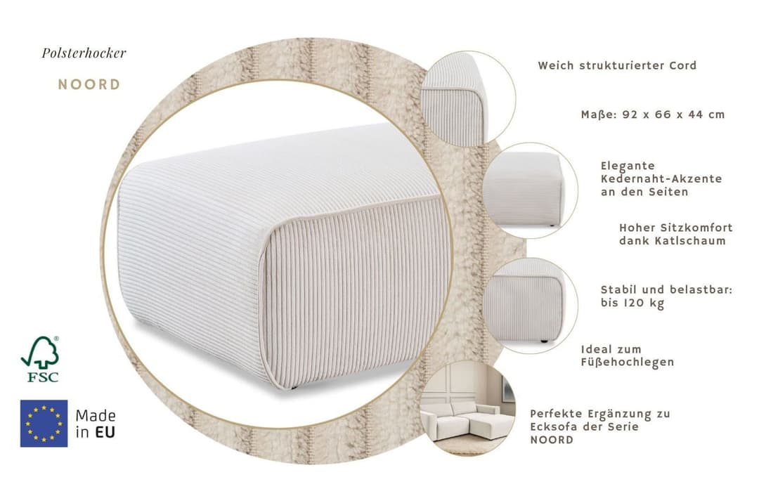 Home affaire Polsterhocker Noord | Beige