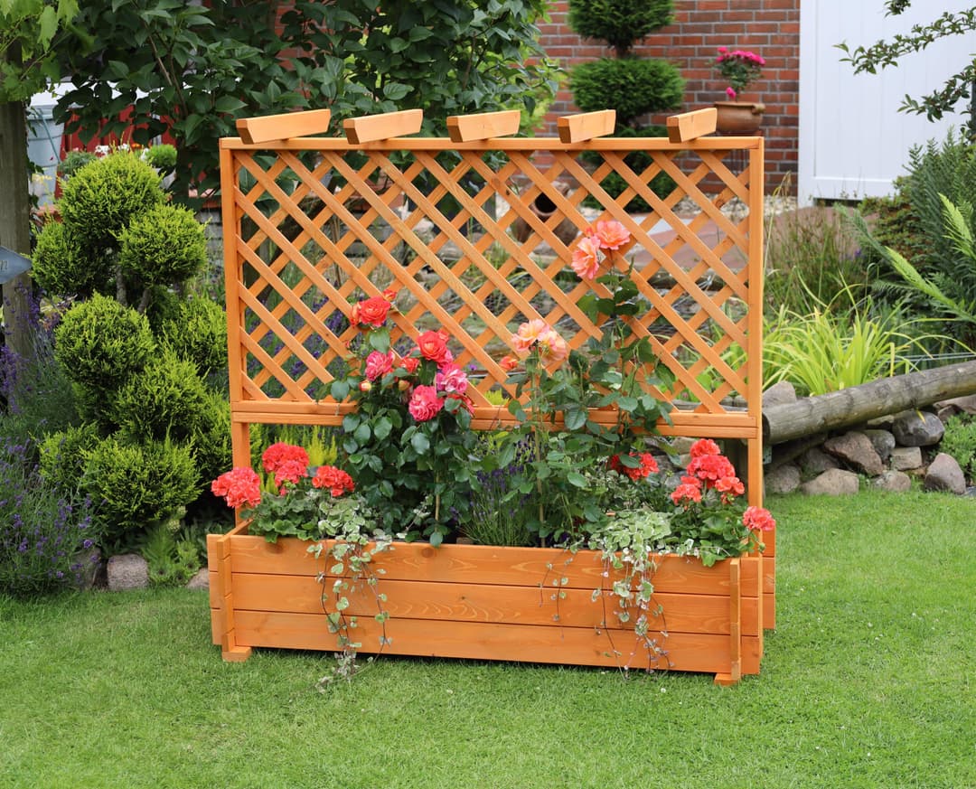 promadino Spalier Pergola mit Pflanzkasten | Braun