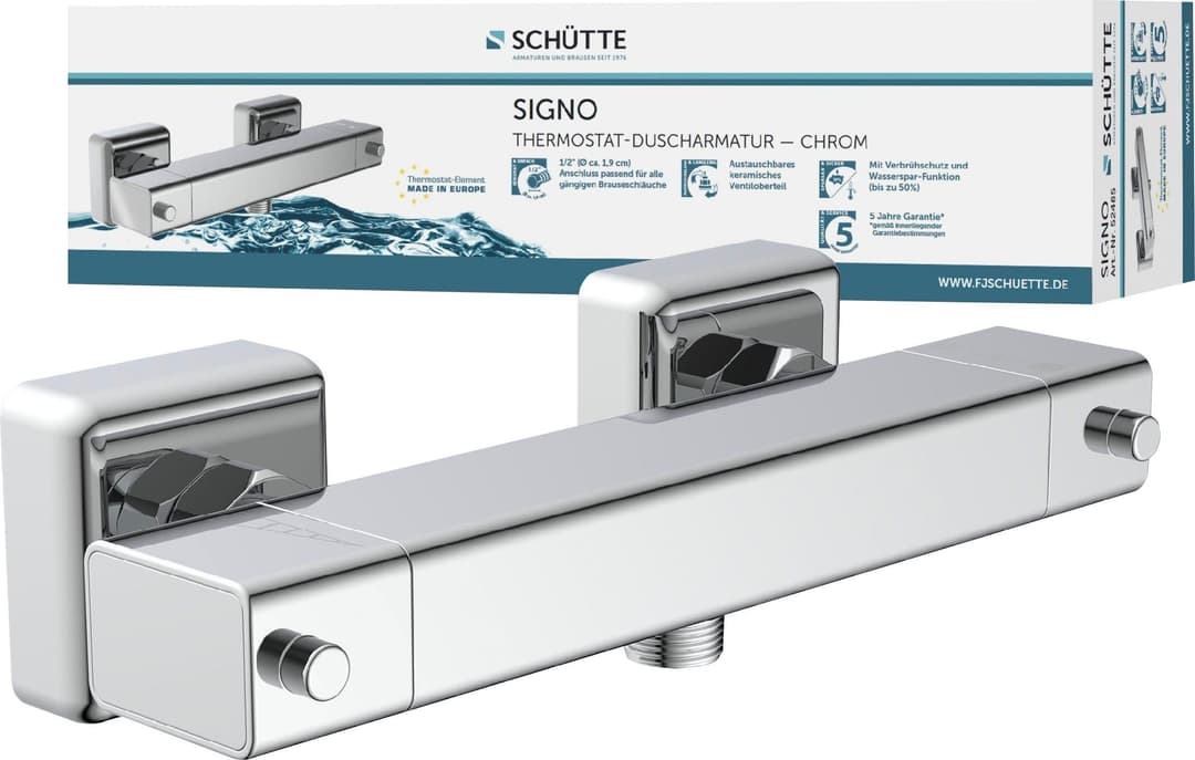 Schütte Duscharmatur Signo mit Thermostat | Silber