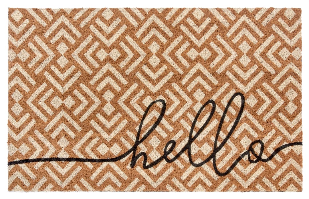 HANSE Home Fußmatte Mix Mats Kokos Hello Geometric | Braun