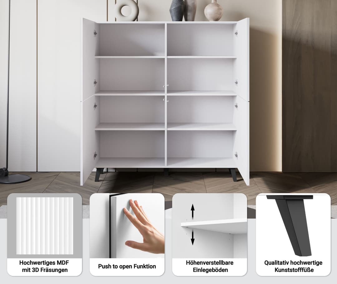 Home affaire Highboard Phuket | Weiß