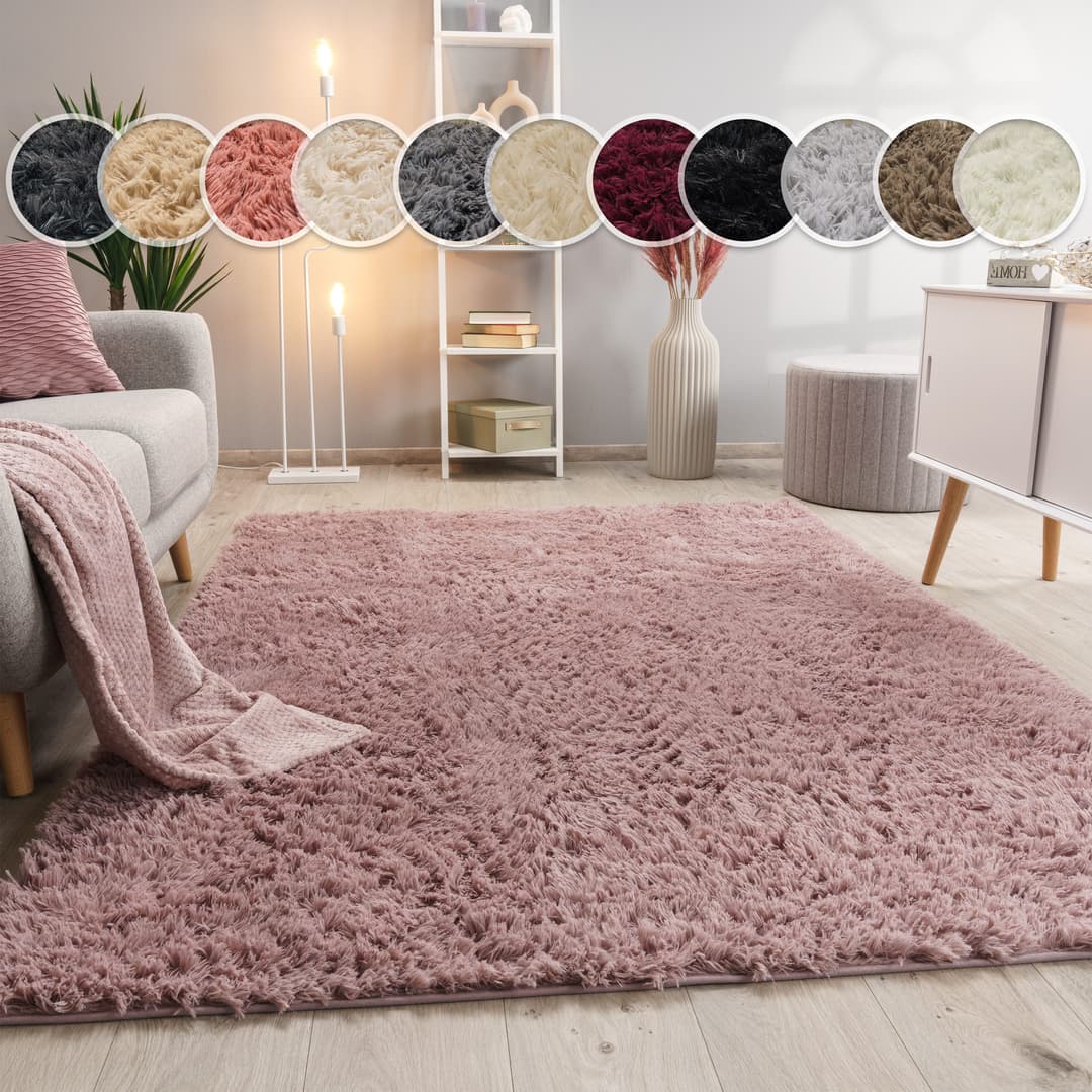 Paco Home Hochflor-Teppich Silky 591 | Rosa