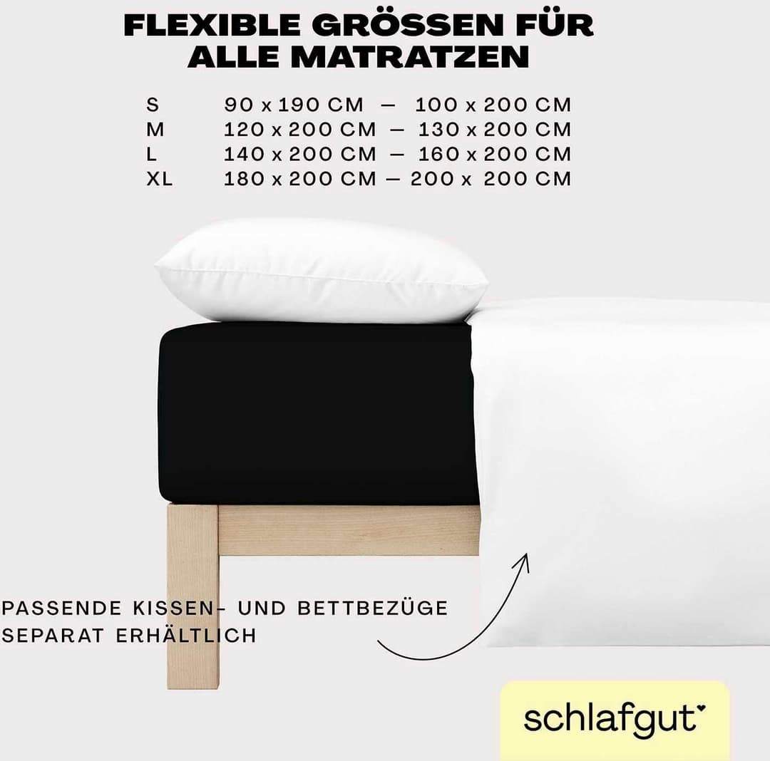 Schlafgut Spannbettlaken EASY JERSEY | Schwarz