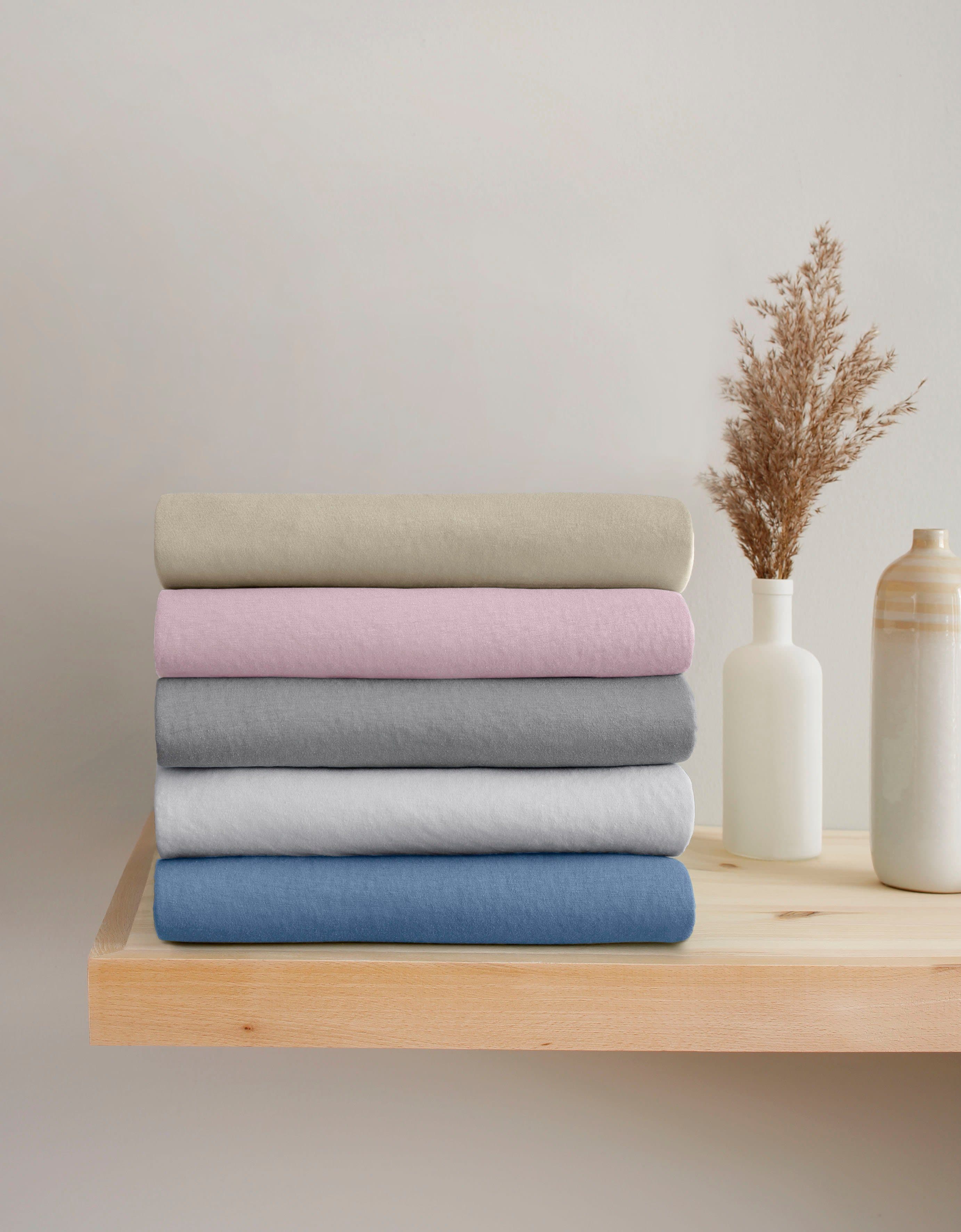 OTTO home BIG STRIPE Jersey Spannbettlaken | Grau
