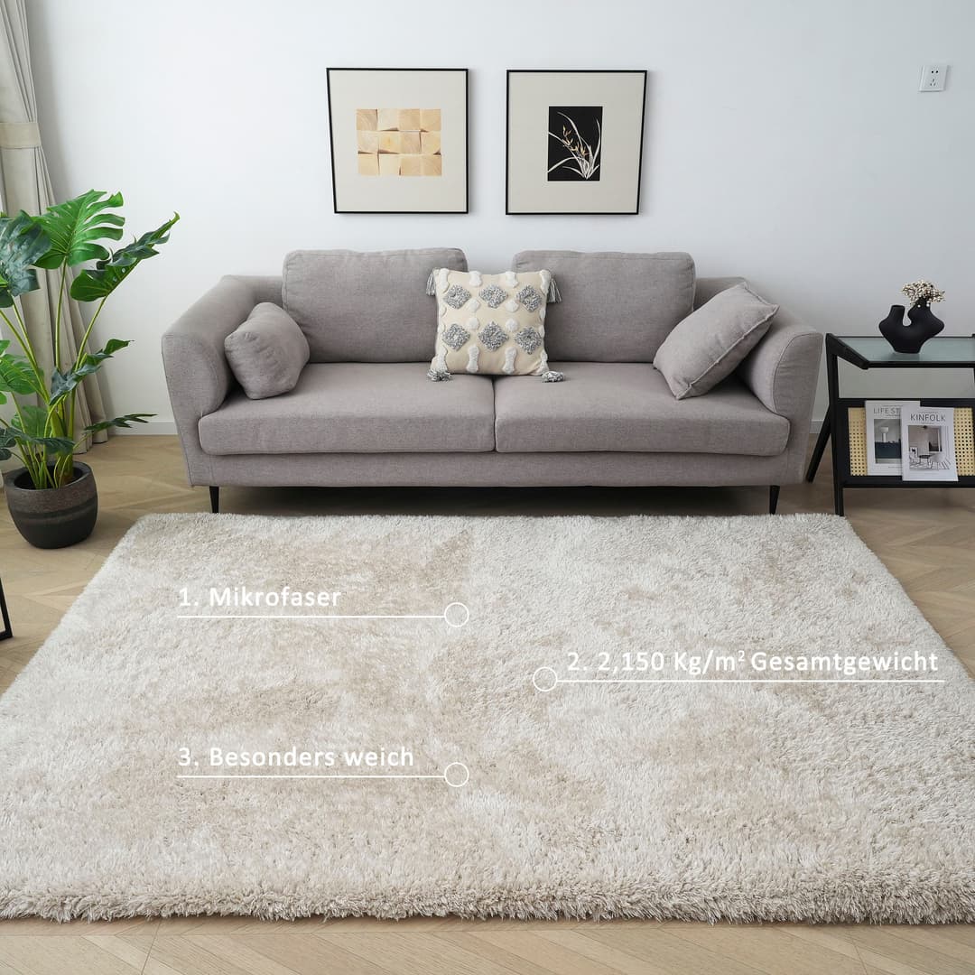 OTTO home Hochflor-Teppich Micro Shaggy | Beige