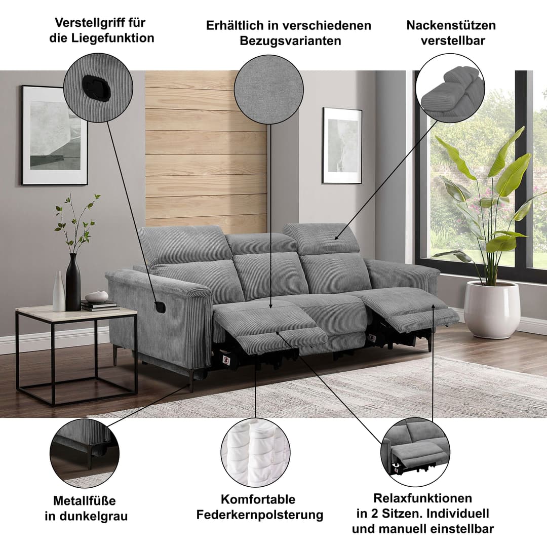 OTTO home 3-Sitzer LUND | Braun