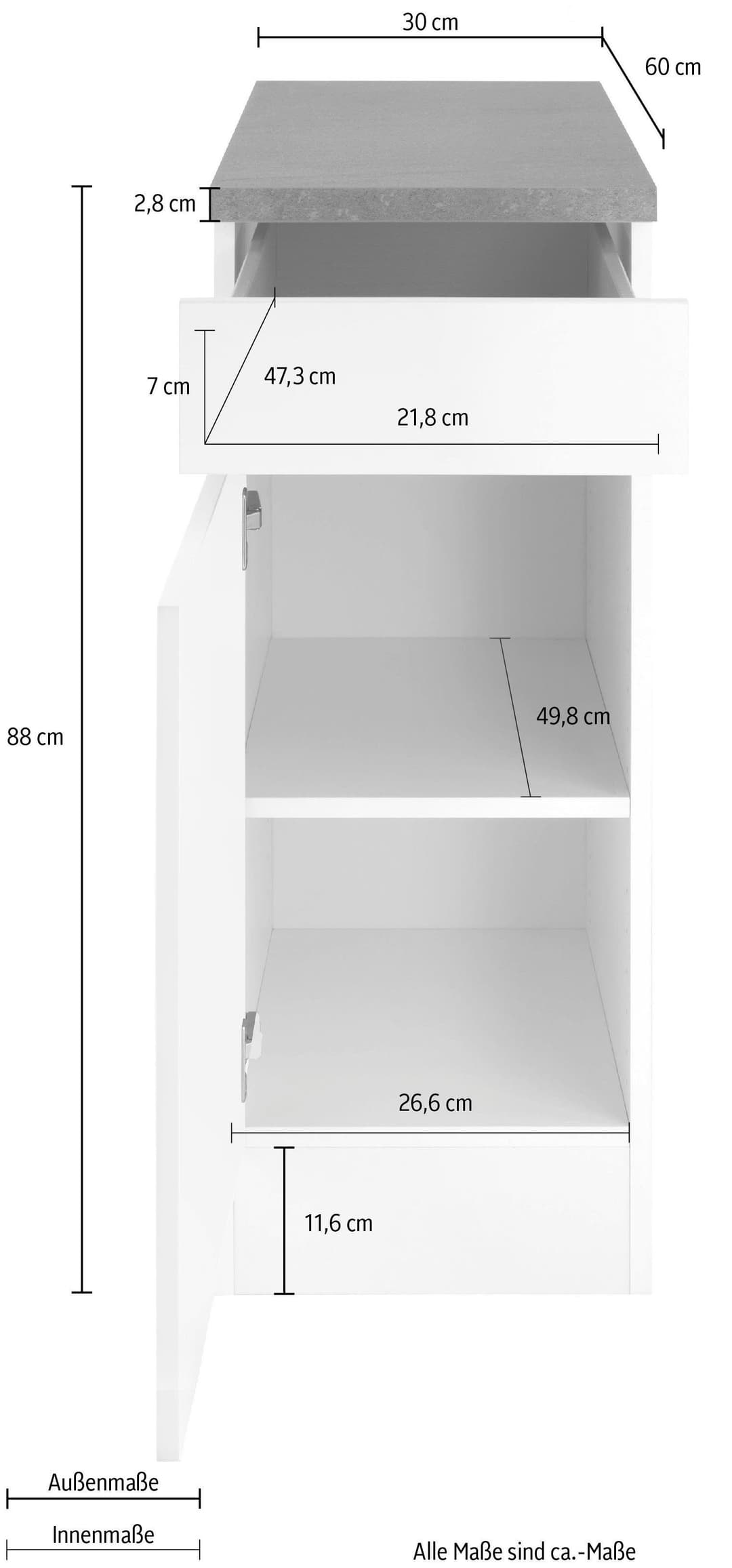 OPTIFIT Unterschrank Roth | Weiß