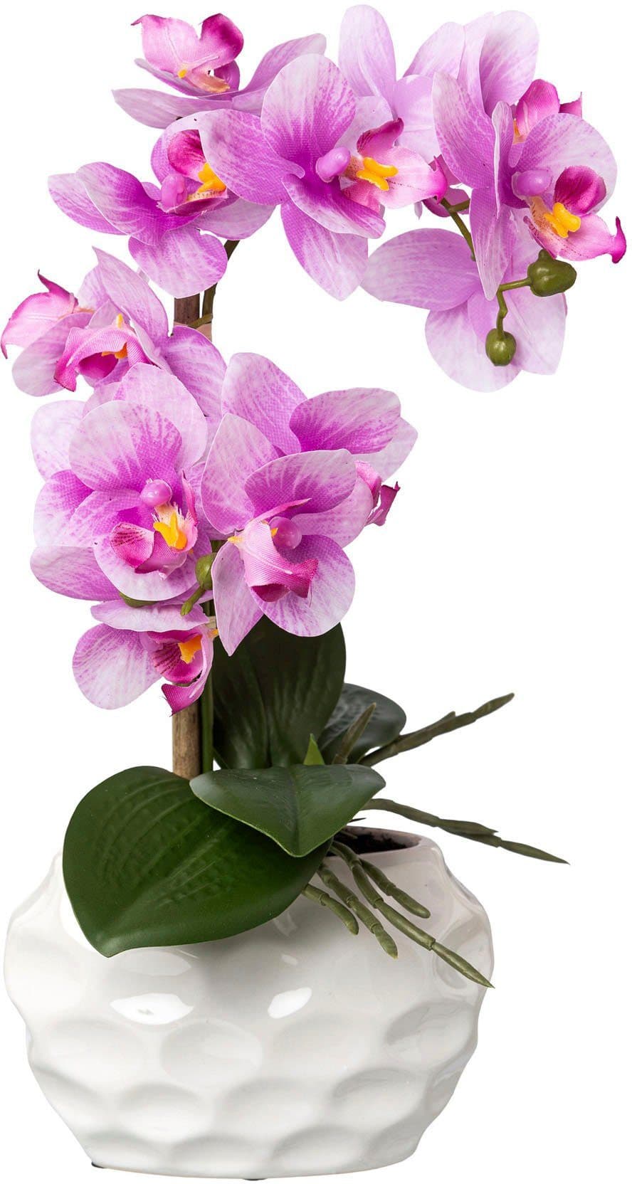 Kunstorchidee Deko-Orchidee Phalaenopsis im Keramiktopf | Lila