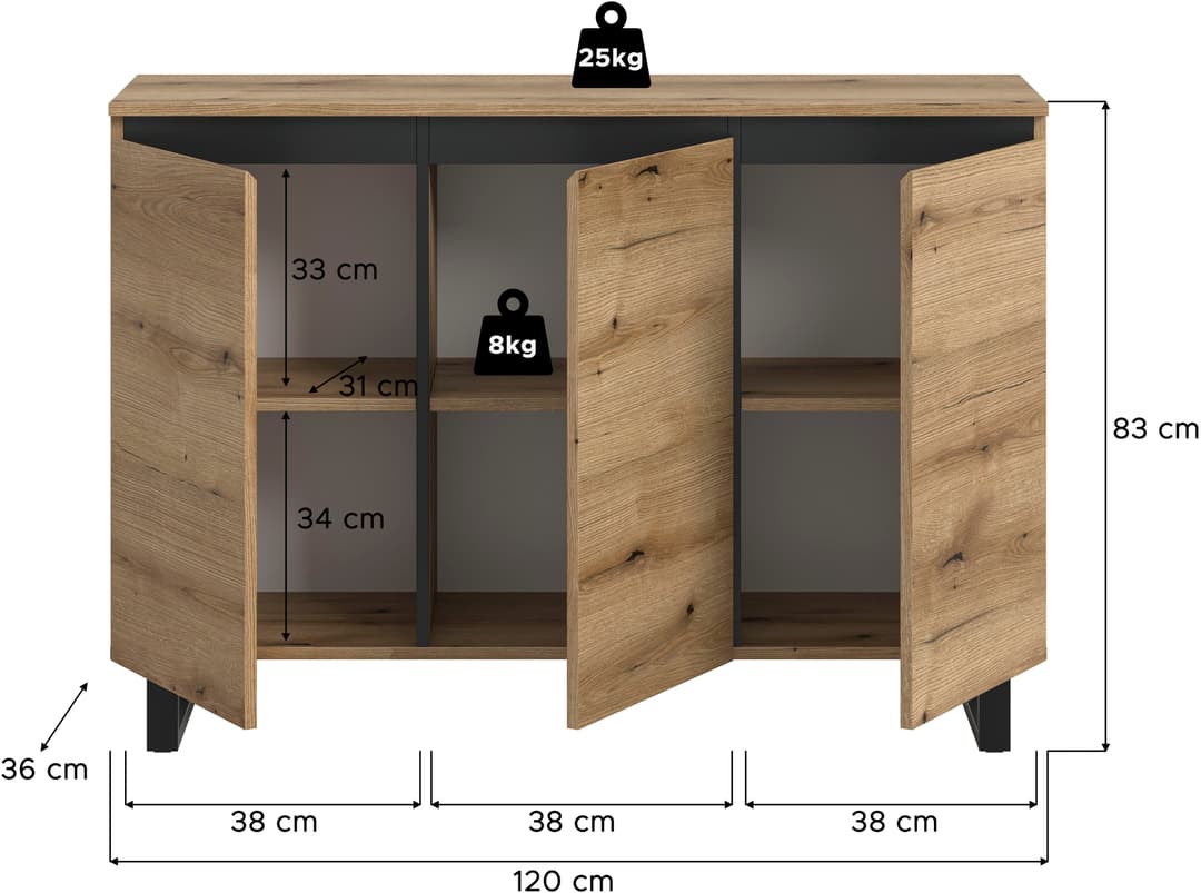 Home affaire Sideboard TOMA | Holztöne