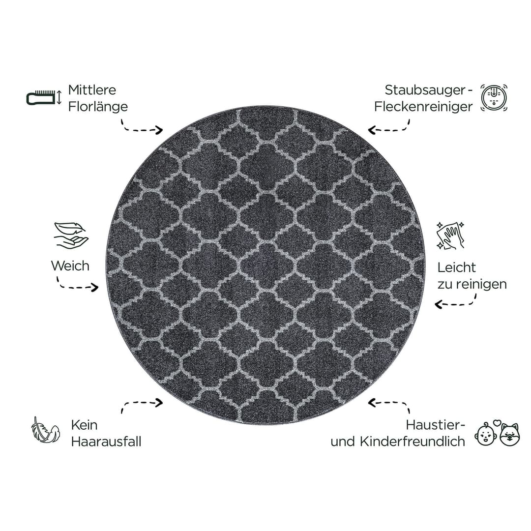 Sanat Teppich Boho 8202 | Schwarz
