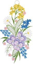 W. Reuter & Sohn - Plauener Spitze® Fensterbild "Blumenstrauß" farbig