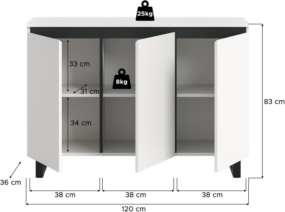 Home affaire Sideboard TOMA | Weiß