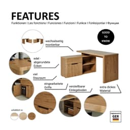 Jahnke Eckschreibtisch CU-LIBRE 150 E | Holztöne