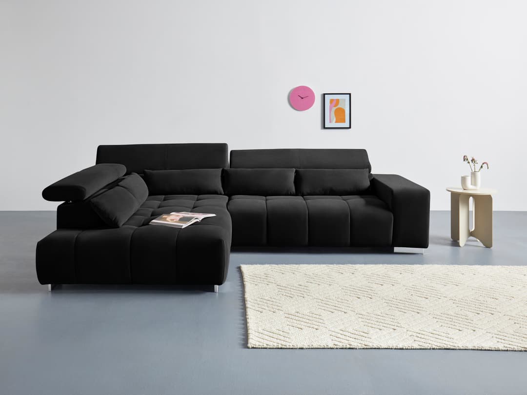 COTTA Ecksofa Orion L-Form | Schwarz
