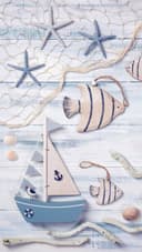 good morning Strandtuch Maritim | Blau