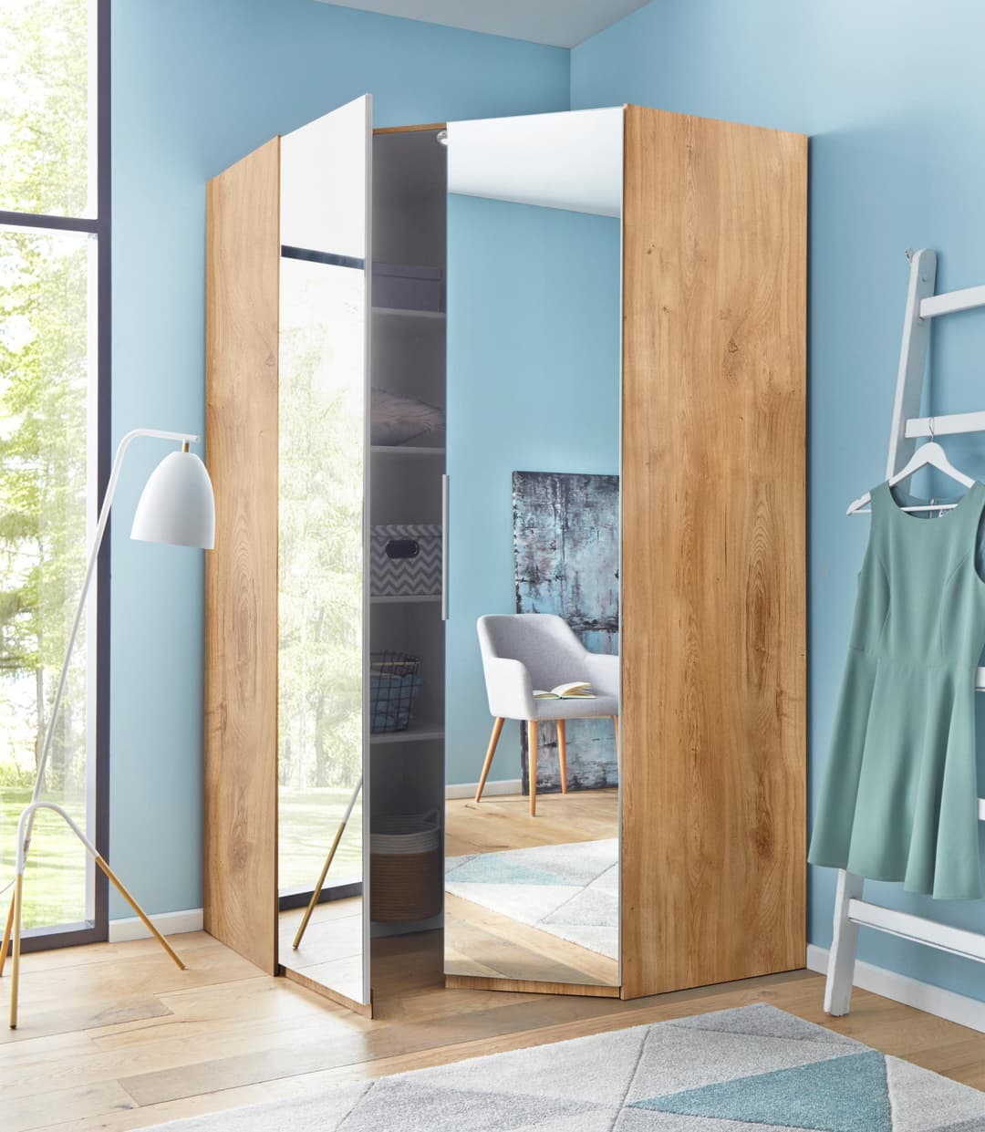 Wimex Eckkleiderschrank Level by fresh to go mit Spiegeltüren