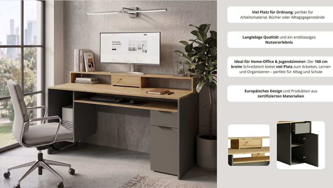 OTTO home Schreibtisch Peoria | Holztöne