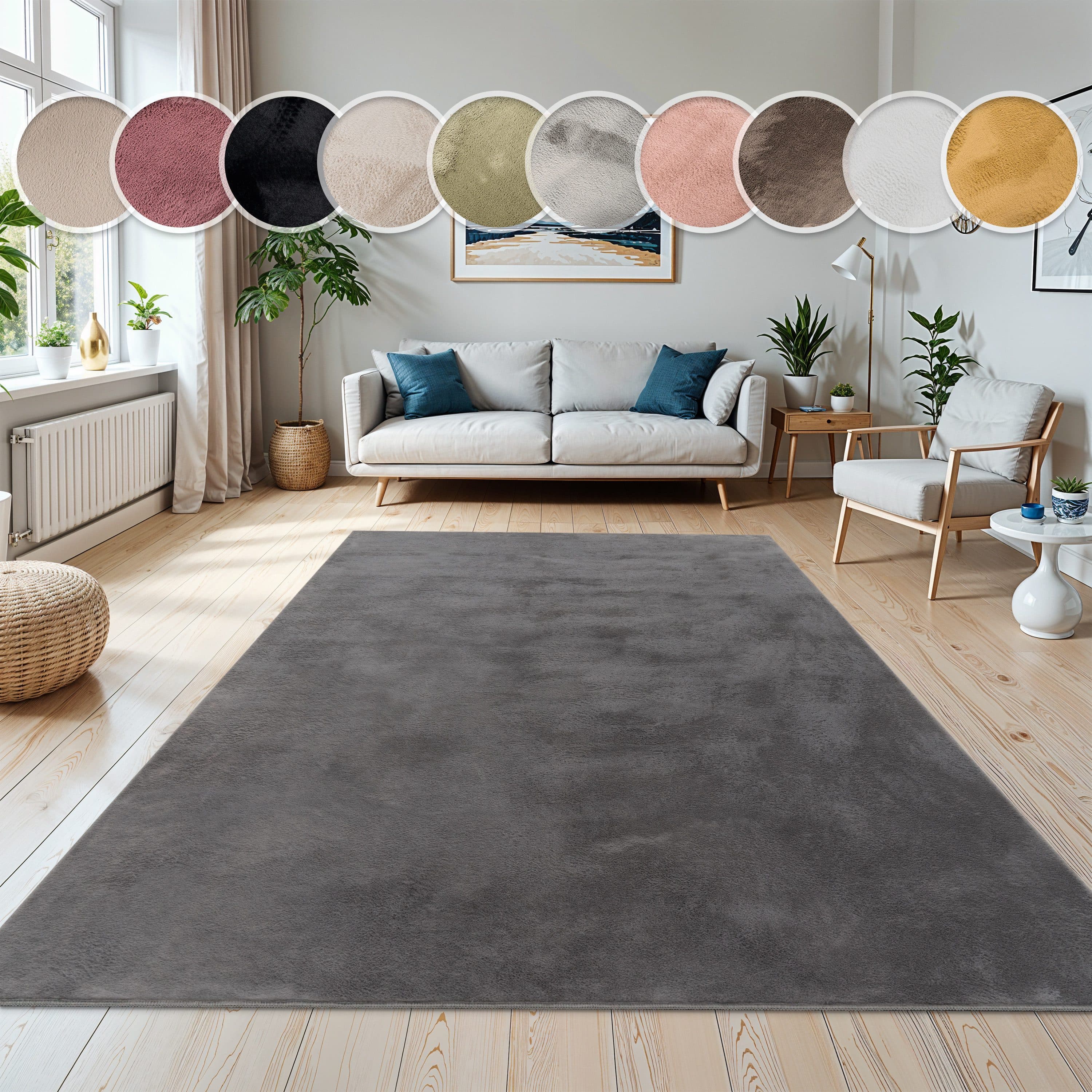 Paco Home Fellteppich Kunstfell Soft 380 | Grau