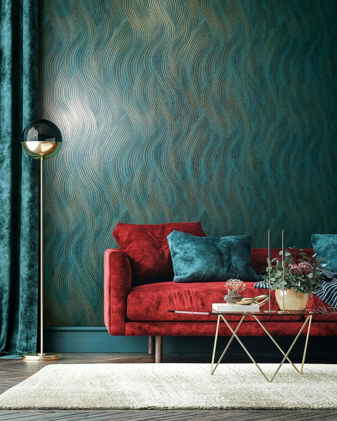 Marburg Vliestapete Wavy Stripes | Grün