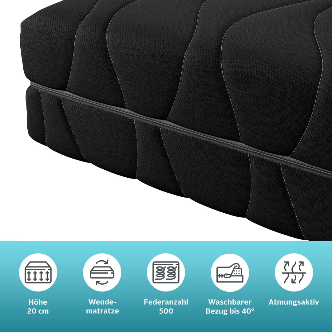 Taschenfederkernmatratze Black Diamond Comfort | Schwarz