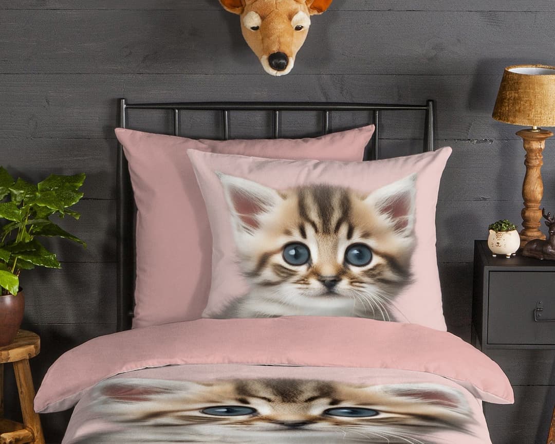 good morning Kinderbettwäsche Meow | Rosa