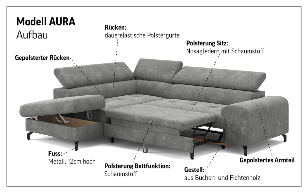 COTTA Ecksofa Aura L-Form | Beige