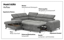 COTTA Ecksofa Aura L-Form | Beige