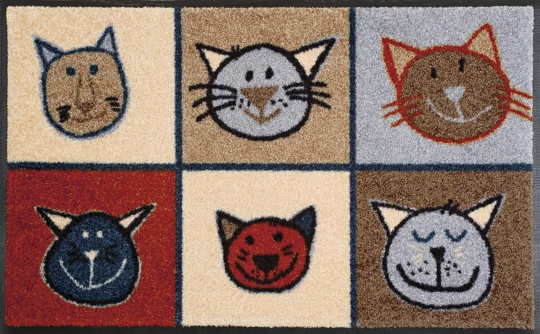 wash+dry by Kleen-Tex Fußmatte Miau Miau | Mehrfarbig