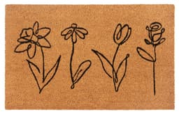HANSE Home Fußmatte Kokos Line-Art Flowers | Braun