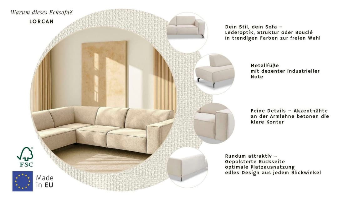 Home affaire Ecksofa LORCAN | Beige