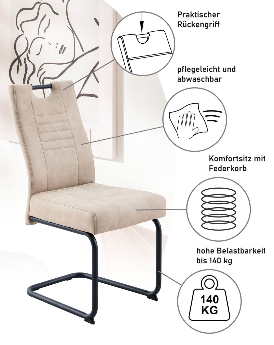 OTTO home Freischwinger Altona | Beige
