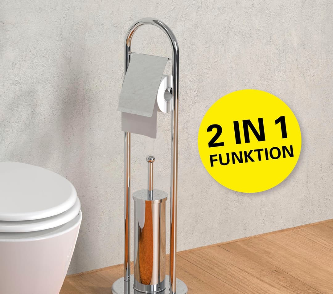 Eisl WC-Garnitur Toilettenpapierhalter stehend | Silber