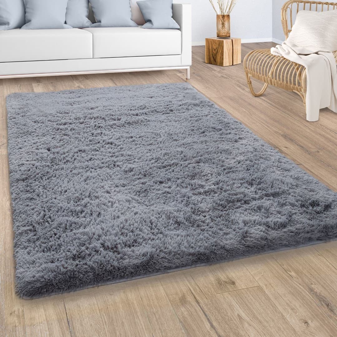 Paco Home Hochflor-Teppich Silky 591 | Grau
