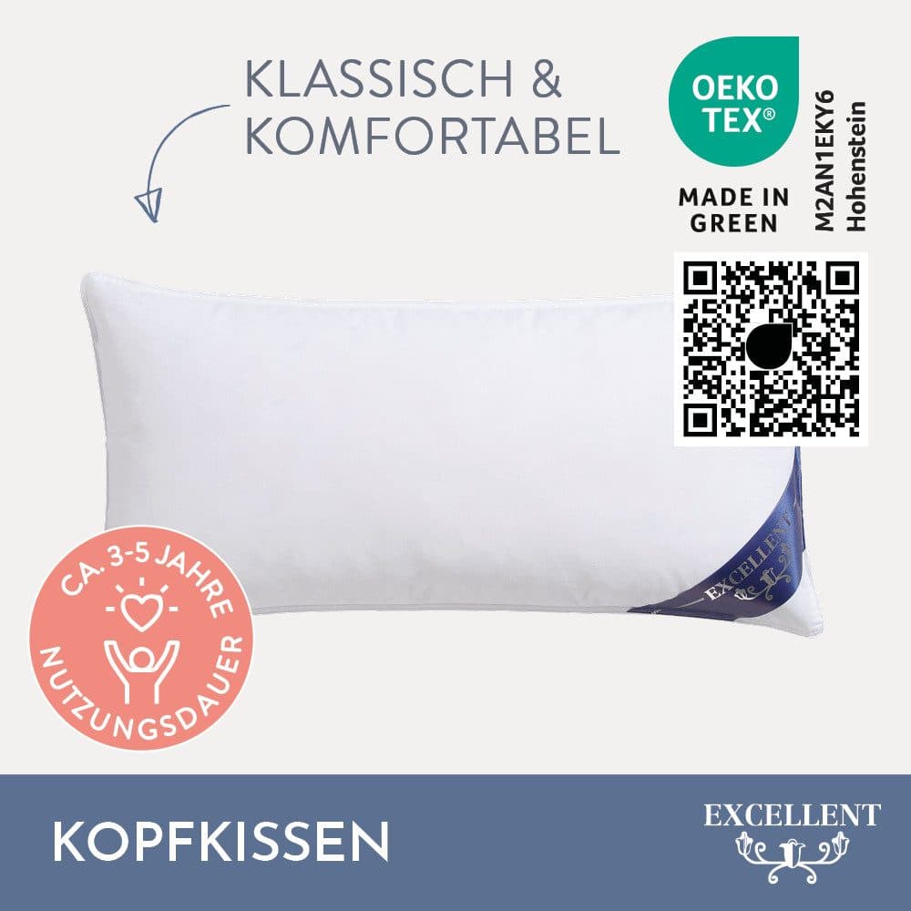 Excellent 3-Kammer-Kopfkissen Davos | Weiß