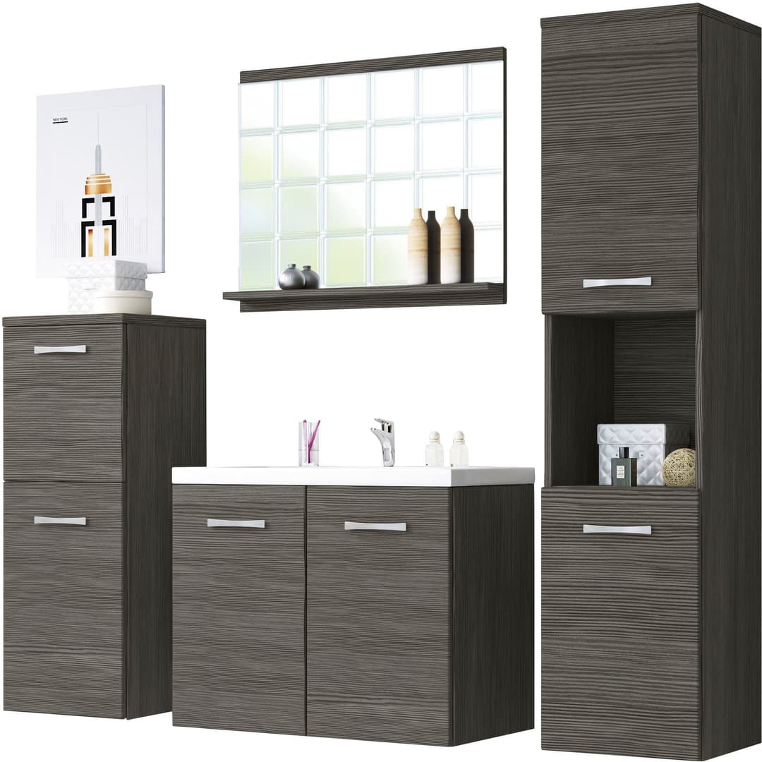 welltime Badmöbel-Set PARLA | Holztöne
