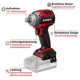 Einhell Akku-Schlagschrauber TP-CW 18/350-C + CE-CC 18 Kit | Rot