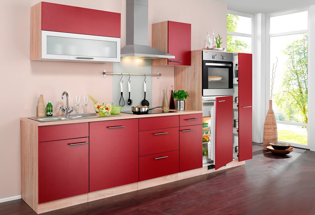 wiho Küchen Seitenschrank Montana 50 cm breit | Rot