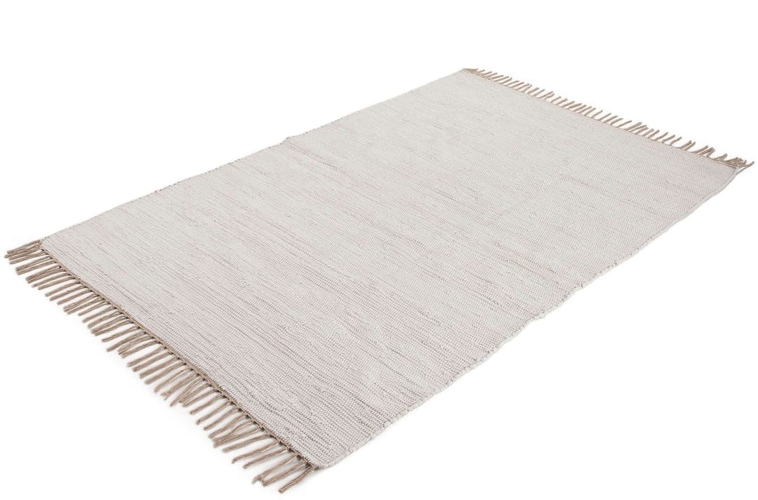 carpetfine Teppich Kelim Chindi uni | Weiß