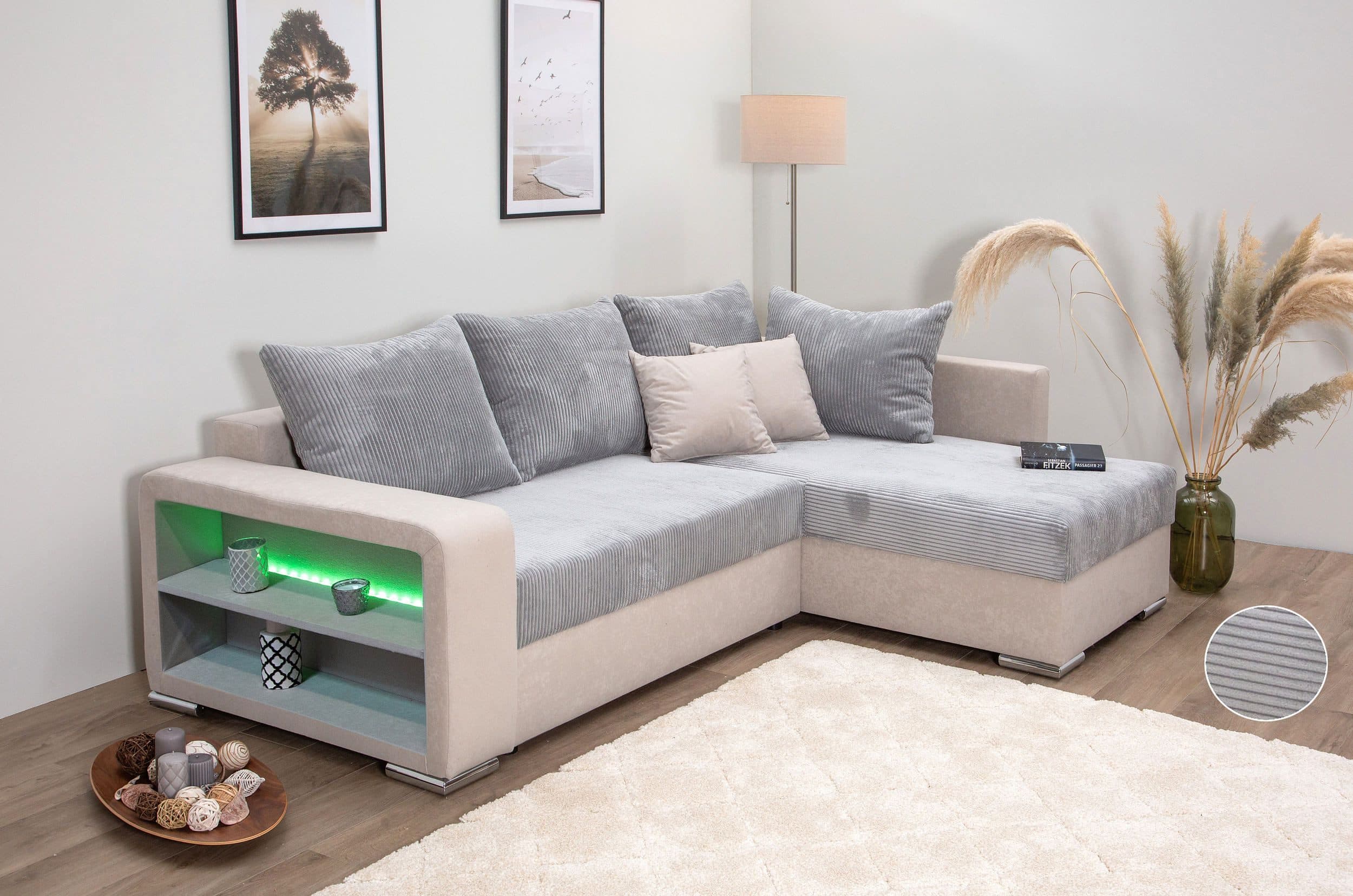 COLLECTION AB Ecksofa John L-Form | Grau