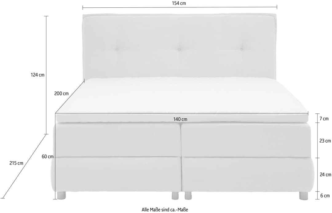 ATLANTIC home collection Boxspringbett Tilo | Grau