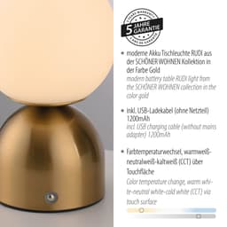 SCHÖNER WOHNEN-Kollektion LED Tischleuchte RUDI | Gold