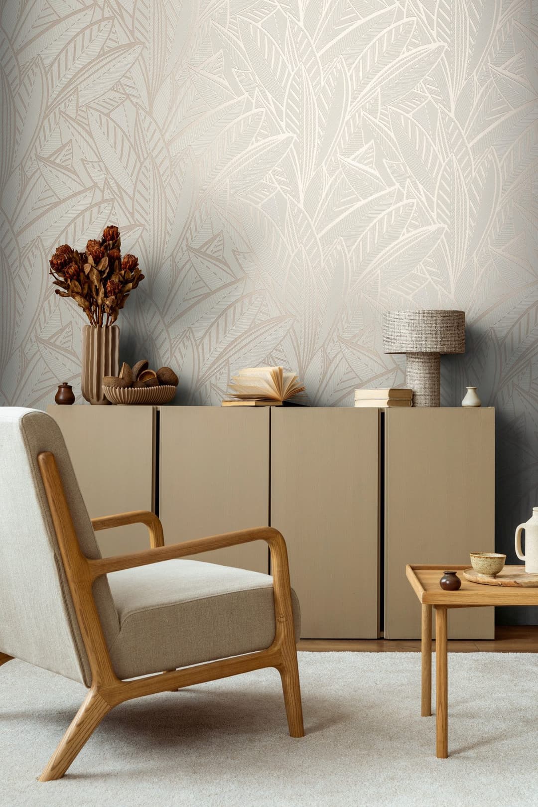 A.S. Création Vliestapete French Affair Blätter-Tapete | Beige