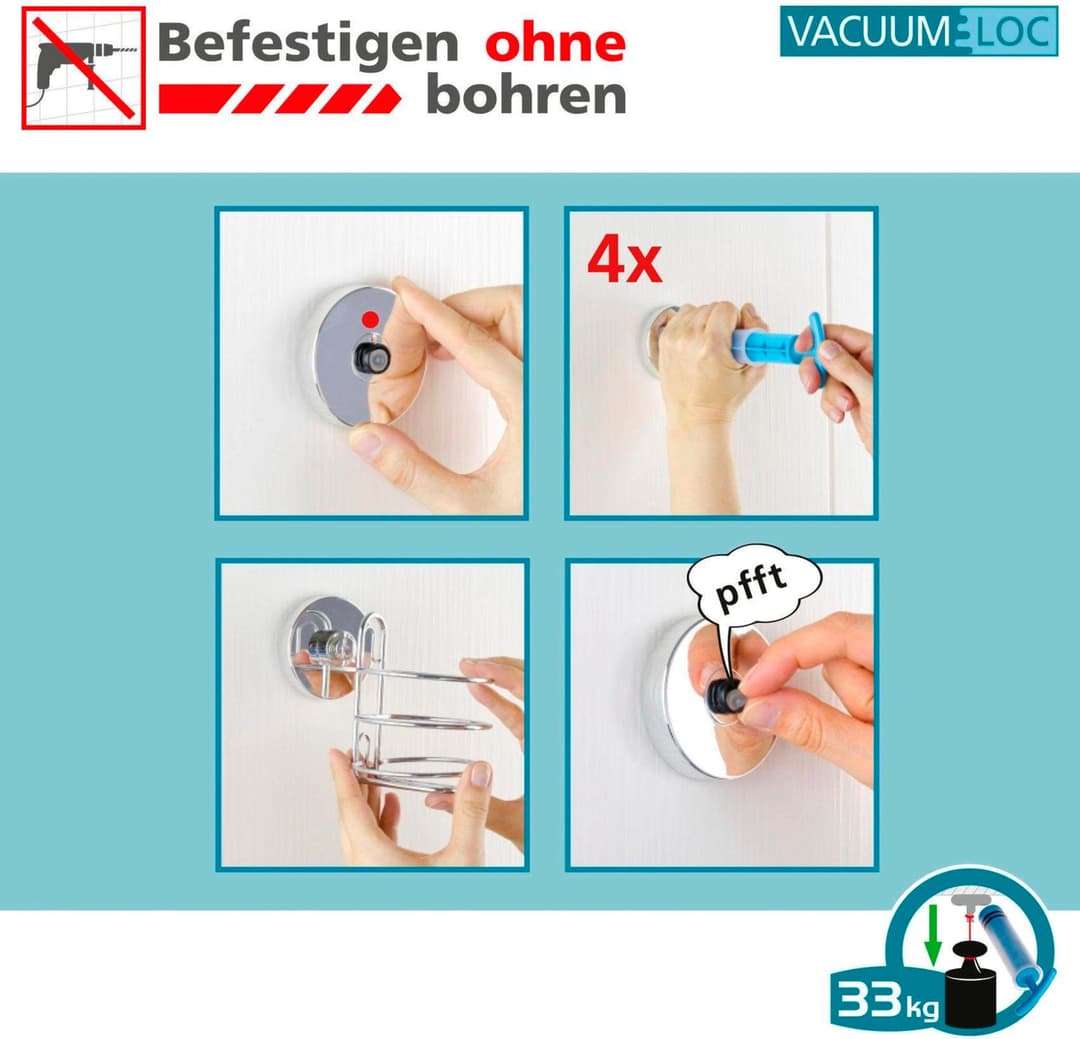 WENKO Zahnputzbecher Vacuum-Loc® Modell Quadro | Schwarz