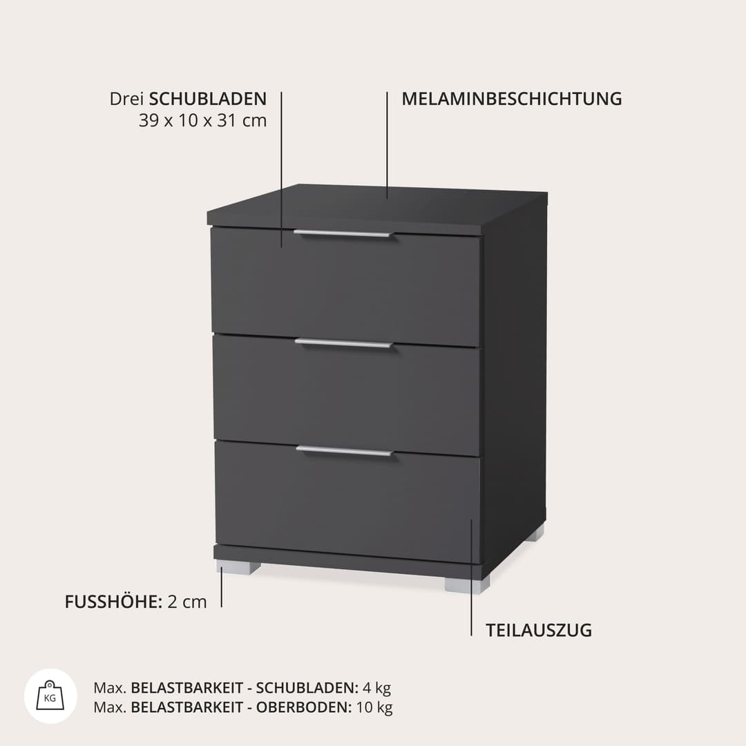 Schlafkontor Nachtkommode Smilla | Grau